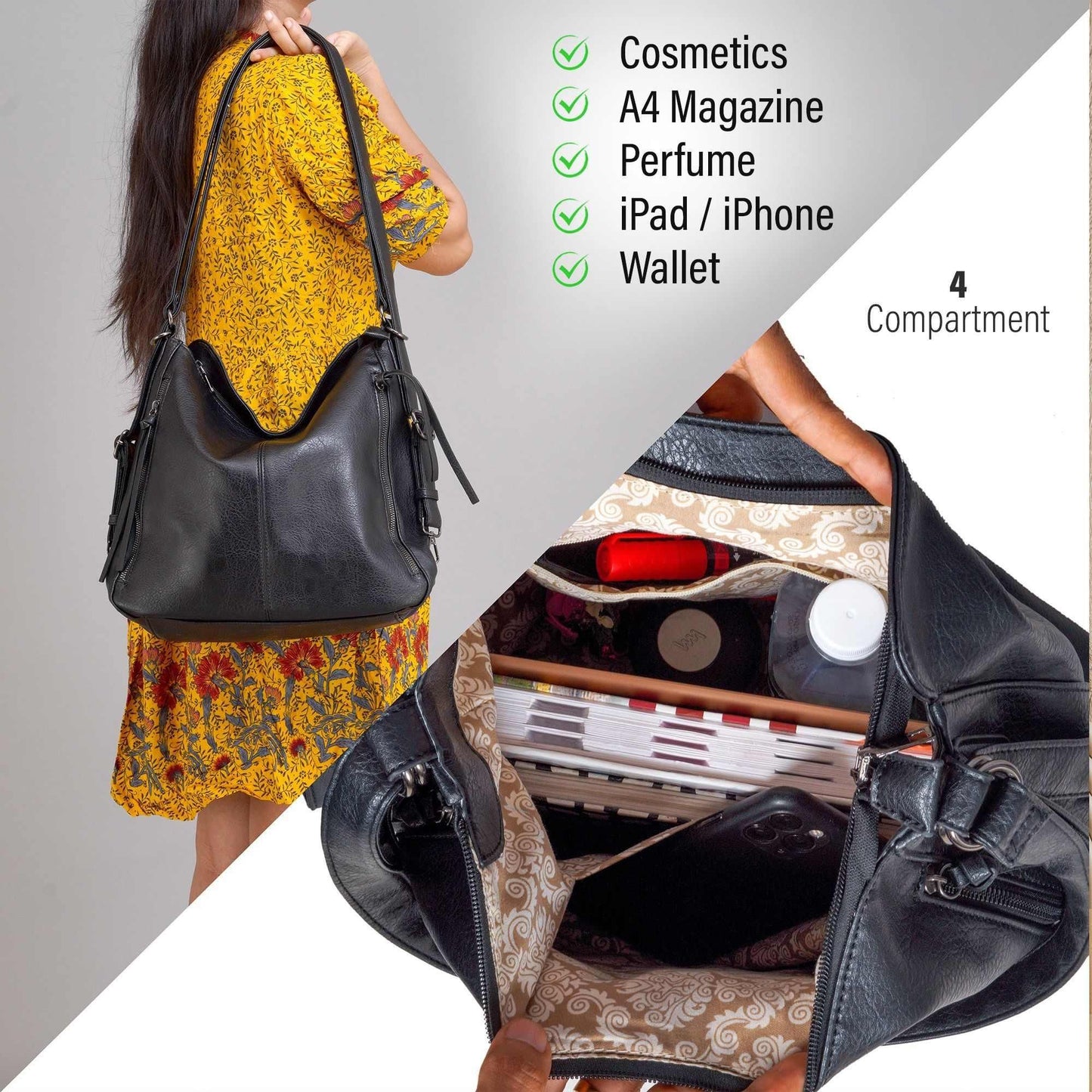NIUVELLA 3-Pcs Handbags Set for Women