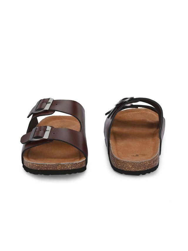 NIUVELLA Mens Arizona Brown Leather Slippers