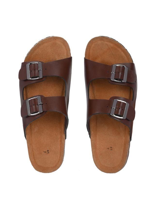 NIUVELLA Mens Arizona Brown Leather Slippers